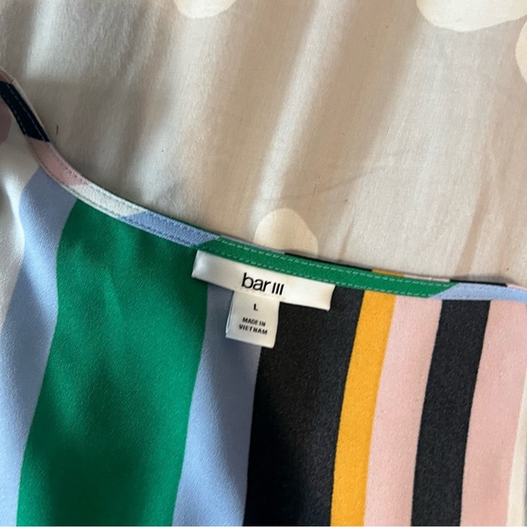 Bar III Multicolor Striped Wrap Blouse - Picture 3 of 4